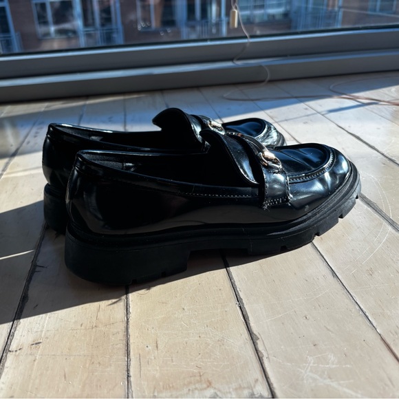 PU Leather Black Chunky Loafers - Picture 4 of 6